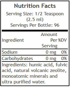 ZeoHeal&trade; supplement facts